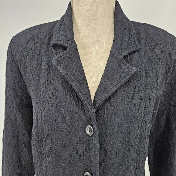 Focus Casual Life Textured Blazer Jacket Black Women’s Size S Lagenlook Career - Picture 4 of 11